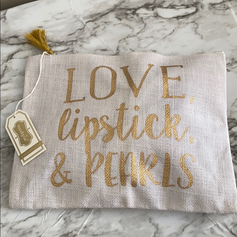 Mud pie jute cosmetic bag